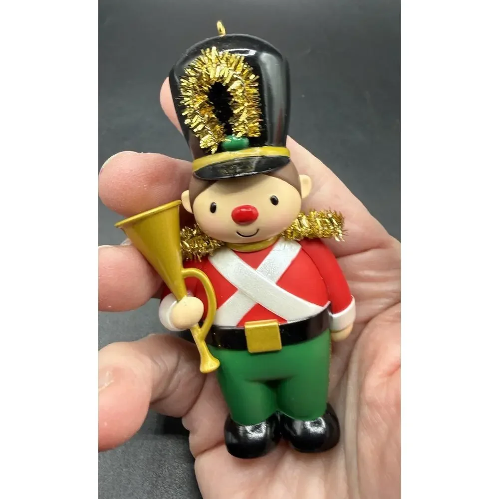 Adorable Hallmark Gold Tinsel Toy Soldier Christmas Ornament No Box -LO17